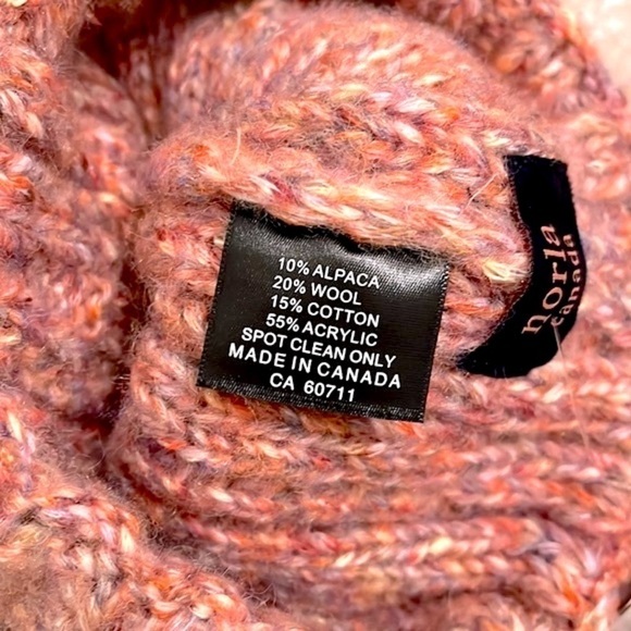 Brand New Norla Canada Alpaca & Wool Blend Knit Pom Hat Winter Marbled Pink